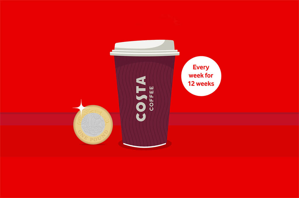 Grab a Costa Coffee drink for just £1